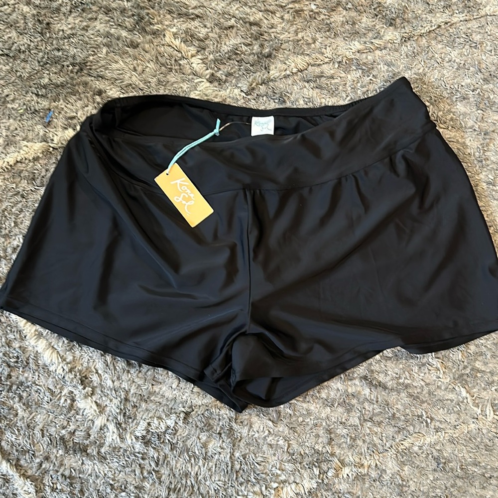 Kona Sol Plus size black swim shorts. New with tag.